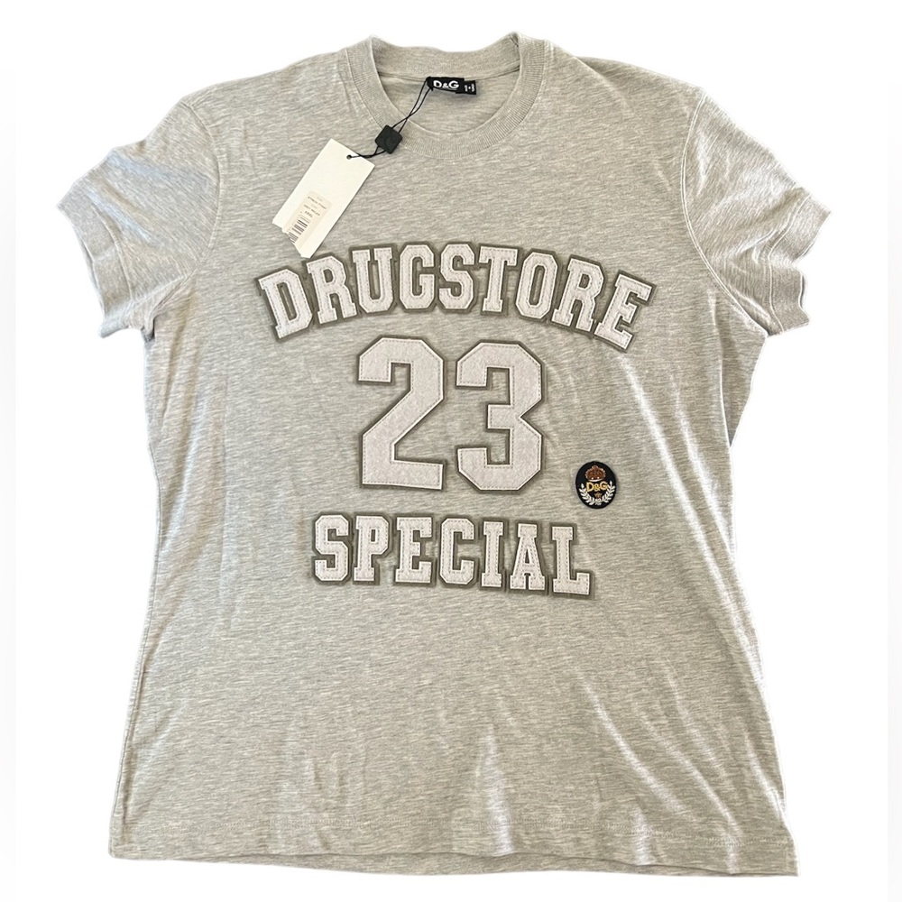 D&G Vintage “Drugstore Special” Mens T Shirt in Gray NWT 100% Cotton
